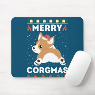 Corgi Ugly Christmas Sweater Style Merry Corgmas Mouse Mat