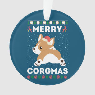 Corgi Ugly Christmas Sweater Style Merry Corgmas Ornament