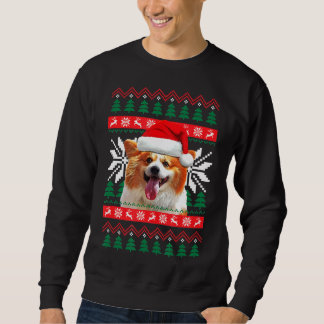 Corgi Ugly Christmas Sweater Style Santa Hat Pembr
