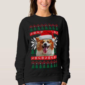 Corgi Ugly Christmas Sweater Style Santa Hat Pembr