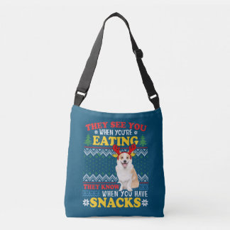 Corgi Ugly Christmas They See You're Eating Xmas Crossbody Bag