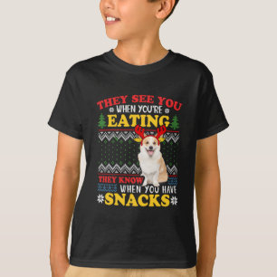 Corgi Ugly Christmas They See You're Eating Xmas T-Shirt