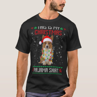 Corgi Ugly Christmas Tree Lights Family Xmas Dog T-Shirt