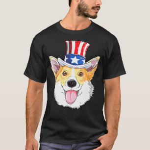 Corgi Uncle Sam 4th Of July Kids Boys American Fla T-Shirt