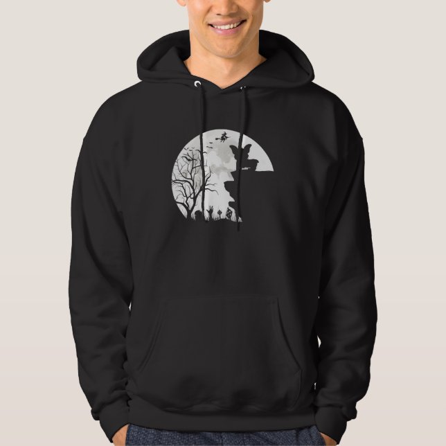 Corgi Under Moon Halloween Dog Hoodie (Front)