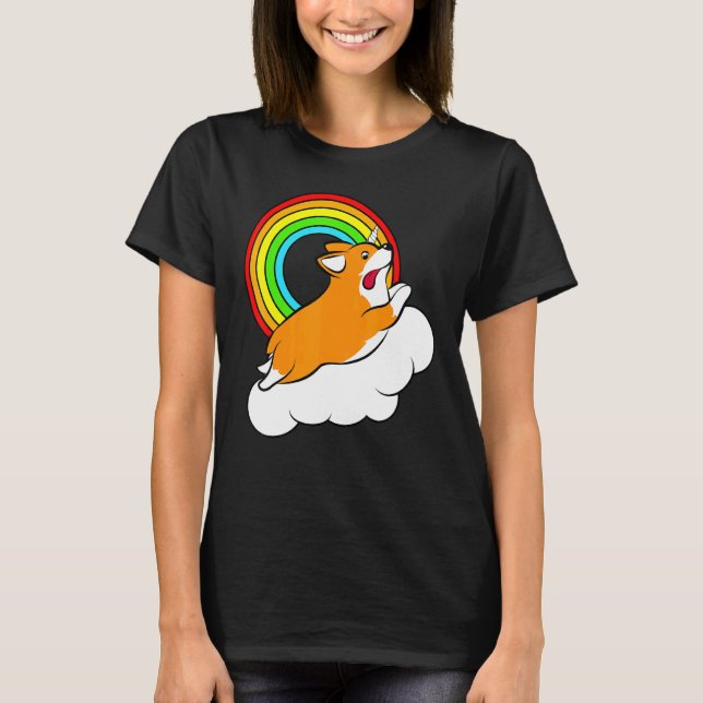 Corgi Unicorn Rainbow T-Shirt (Front)