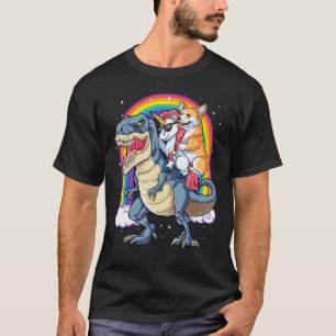 Corgi Unicorn Riding Dinosaur T rex Gifts Men Wome T-Shirt
