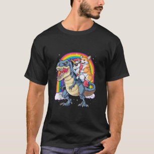 Corgi Unicorn Riding Dinosaur T rex Gifts Men Wome T-Shirt