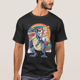 Corgi Unicorn Riding Dinosaur T rex Gifts Men Wome T-Shirt
