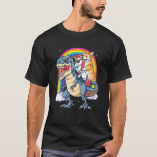 Corgi Unicorn Riding Dinosaur T Rex Men Women Rai T-Shirt