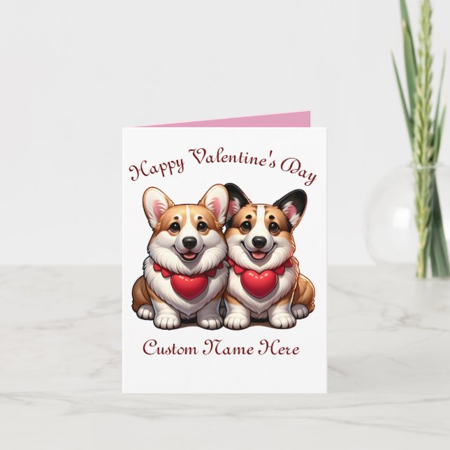  Corgi Valentine couple Card (Front)