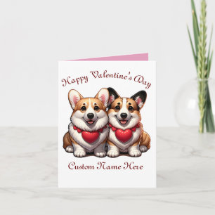  Corgi Valentine couple Card