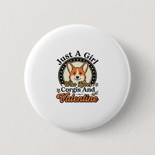 Corgi Valentine Design for Dog Lovers_1 6 Cm Round Badge