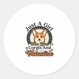 Corgi Valentine Design for Dog Lovers_1 Classic Round Sticker