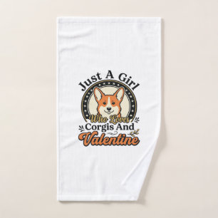 Corgi Valentine Design for Dog Lovers_1 Hand Towel
