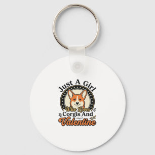 Corgi Valentine Design for Dog Lovers_1 Key Ring