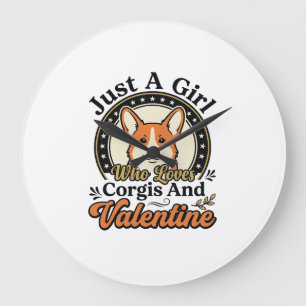 Corgi Valentine Design for Dog Lovers_1 Large Clock