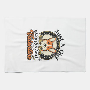 Corgi Valentine Design for Dog Lovers_1 Tea Towel