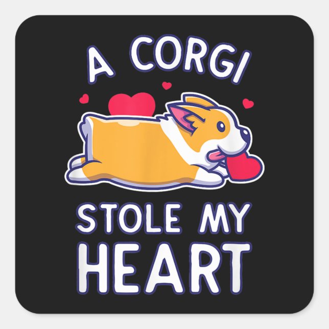 Corgi Valentine Funny Valentines Day Cute Corgi Square Sticker (Front)