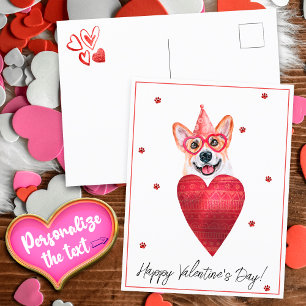 Corgi Valentine's Day Gift Dog Postcard