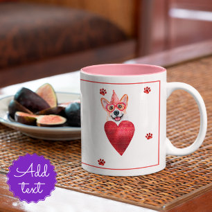 Corgi Valentine's Day Gift Dog Two-Tone Coffee Mug