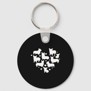 Corgi valentines day shirt cute dog heart lover mo key ring