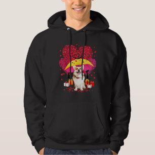 Corgi Valentines Day Three Tree And Raining Hearts Hoodie