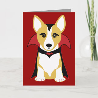 Corgi Vampire Customisable Halloween Card