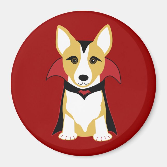 Corgi Vampire Halloween Magnet (Front)