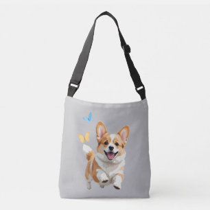 Corgi Vector Painting Adorable Fun Animal Playing  Crossbody Bag