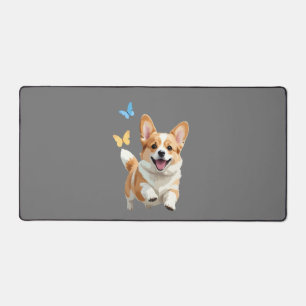 Corgi Vector Painting Adorable Fun Animal Playing Desk Mat
