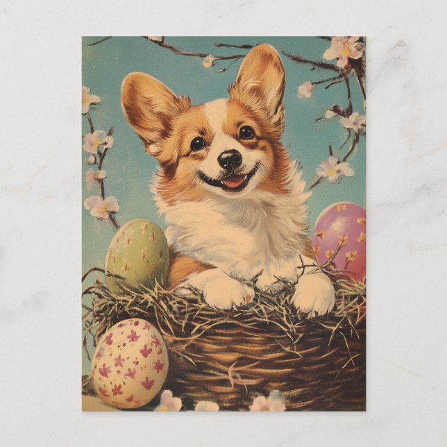 Corgi Vintage Easter Postcard (Front)