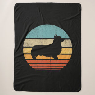 Corgi Vintage Silhouette 60s 70s Retro Sherpa Blanket