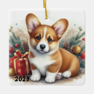 Corgi Watercolor Ornament Customisation Available