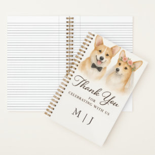 Corgi Watercolor Wedding Thank you Monograms Notebook