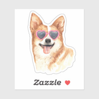 Corgi wearing retro heart sunglasses