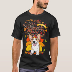 Corgi Wearing Turkey Hat Fall Autumn Thanksgiving T-Shirt