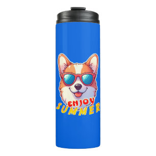 Corgi wears sunglasses Enjoy summer Thermal Tumbler