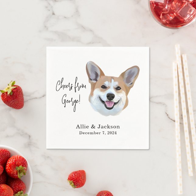 Corgi Wedding Party Custom Cocktail Napkins (Insitu)