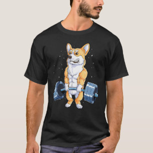 Corgi Weightlifting Deadlift Men Fitness Gym Worko T-Shirt