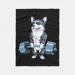 Corgi Weightlifting Funny Government Agencydlift Fleece Blanket