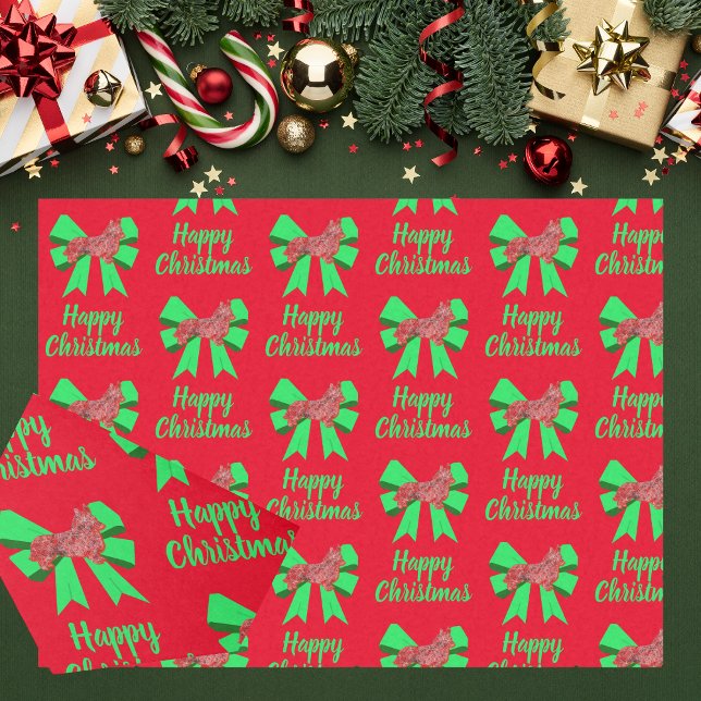 Corgi Welsh Christmas Dog & Bow Red Tissue Paper (Corgi Christmas Red Tissue Paper)