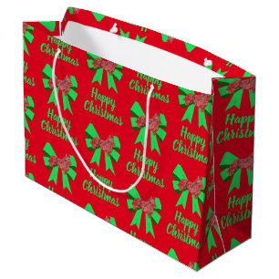 Corgi Welsh Christmas Dog & Green Bow Large Gift Bag