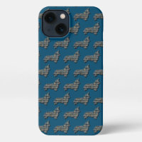 Corgi Welsh Dog Cute Silhouette Grid Blue