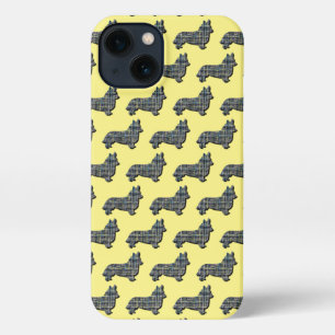 Corgi Welsh Dog Cute Silhouette Grid Yellow iPhone 13 Case
