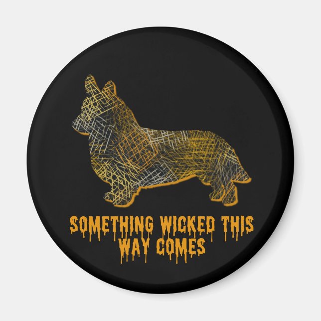 Corgi Welsh Dog Silhouette Fun Halloween Magnet (Front)