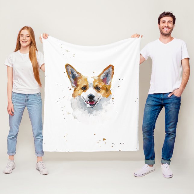 Corgi Welsh Pembroke Cute Corgi Dog Fleece Blanket (In Situ)