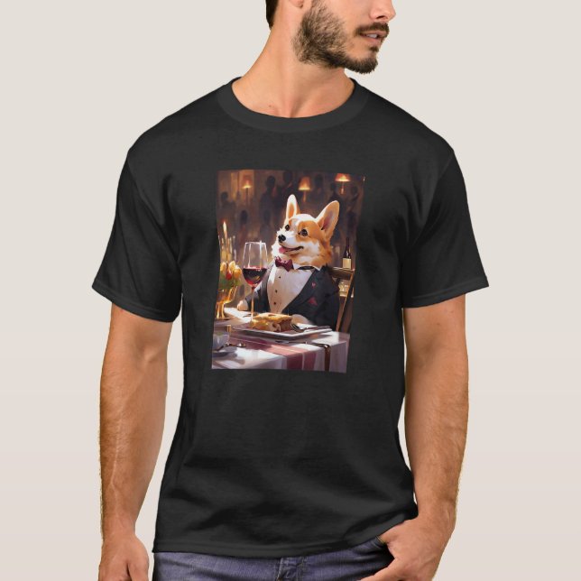 Corgi Wine Funny Dog Beverage T-Shirt (Front)