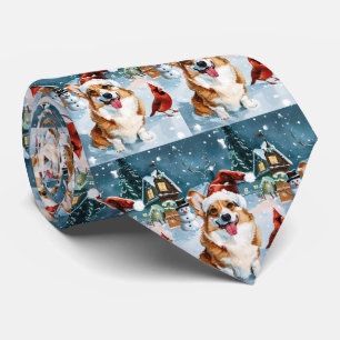 Corgi Winter Wonderland Christmas Joy Tie