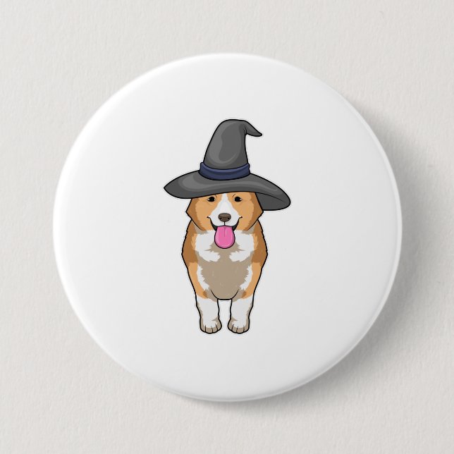 Corgi Witch 7.5 Cm Round Badge (Front)
